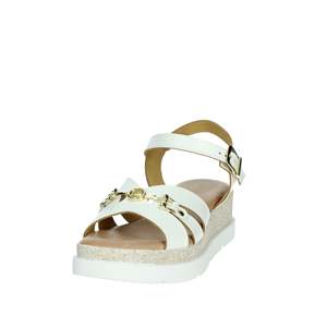 Sandales compensées Donna Serena pour femme en cuir blanc, style plateforme estival - Product Image 6