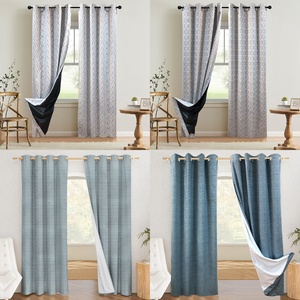 Vente en gros de tissu brossé <span class=keywords><strong>Film</strong></span> noir composite à œillets Impression numérique Rideaux de fenêtre occultants pour le salon - Product Image 2