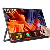 Moniteur portable Eimio 15,6 pouces IPS tactile, écran externe pour PC de bureau, extension d'écran d'ordinateur portable, plug and play, type-C, OEM