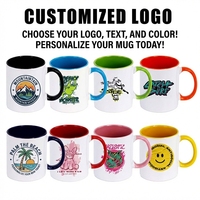 Mug à café en céramique de 11 oz, impression couleur personnalisée, blanc, noir, coloré, sublimation, image personnalisée, texte, nom, photo, cadeaux d'affaires
