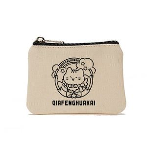 Monedero de Lona de Algodón con Logotipo Personalizado, Bolsa Pequeña de Tela con Cierre de Cremallera, Cartera Corta Antirrobo - Product Image 1