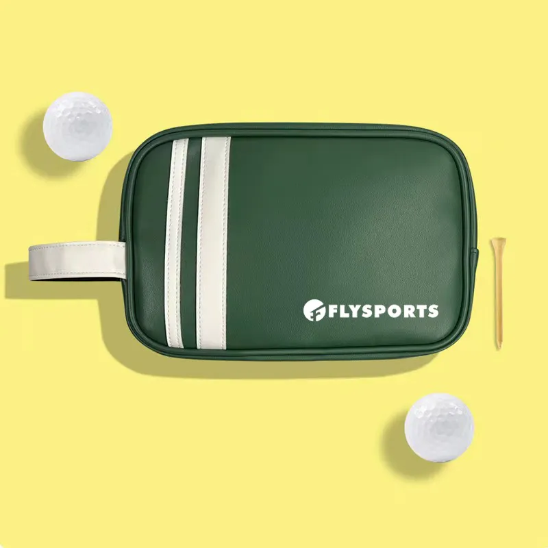 كرة جولف جلد PU حقيبة تخزين بشعار مخصص سحاب جلد صغيرة حقيبة أوراق ذات قيمة OEM حقائب سفر معدات الغولف