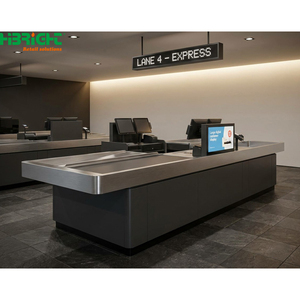 Wood Panel <b>Checkout</b> <b>Counter</b> Retail Reception Desk Oblong Cashier <b>Counter</b> for Shop Supermarket Office - Product Image 3