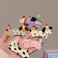 Pinces à cheveux fantaisie motif chien teckel et chat pour femmes, pinces latérales pour franges, accessoires capillaires