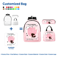 Für Pfirsichherz-Geometrie-Volldruck Unisex Freizeit-Schulrucksack 3-teiliges Set Wasserdichte Reißverschluss-Isolierte Lunch-Tasche Personalisierbar