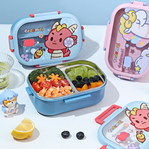 Lonchera de acero inoxidable Tedemei 304 con compartimentos para niños y estudiantes, lonchera portátil tipo bento con tapa - Product Image 1