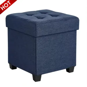 Folding Storage Ottoman Bench Foot Stool 13 or 15 Inches with Legs Support 350lbs for Bedroom Living Room Furniture