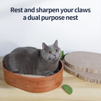 Offre Spéciale luxe 3-en-1 chat griffoir lit ondulé forme ovale chat gratter carton poste salon pour la vente en gros