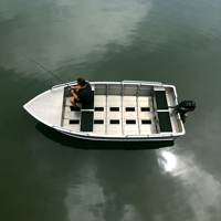 Petit bateau en aluminium de 2,5 m avec ligne d'ancre, bateau de pêche compact pour la chasse au canard, les loisirs et le travail