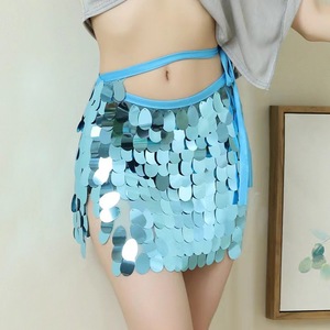 Mini-jupe sirène à sequins pour femme, avec taille nouée, idéale pour la danse orientale et les soirées rave - Product Image 4