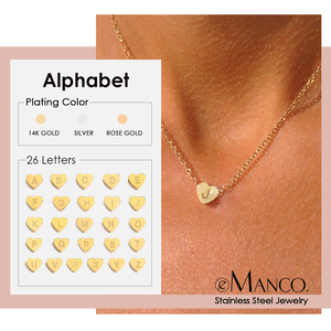 Collar EManco con Letra <span class=keywords><strong>J</strong></span> Grabada en Colgante de Corazón, Cadena de Acero Inoxidable Dorado, Joyería Delicada para Uso Diario - Product Image 1