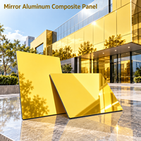 Panneau composite en aluminium miroir doré 4 mm 4x8 pieds, plaque ACP pour revêtement mural décoratif