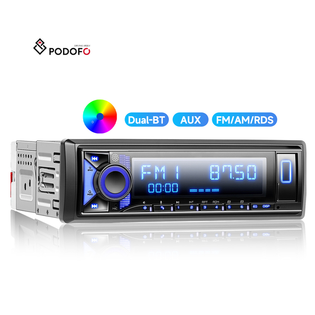 Podofo 1DIN 4.2-inch LCD Screen Car MP3 Player Car Radio Stereo DSP/Dual BT/USB/AUX-IN/FM/AM/RDS/Voice Control OEM/ODM