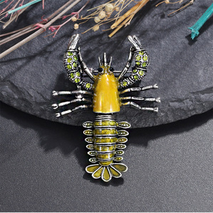 Broche de langosta <span class=keywords><strong>Boston</strong></span> con alfiler oscilante flexible, flor de pintura de aleación, simulación realista, accesorio de <span class=keywords><strong>ropa</strong></span> fijo - Product Image 2