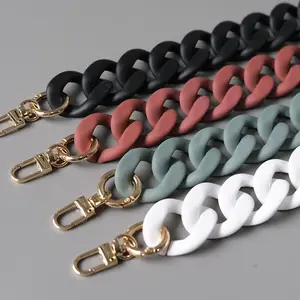 Bold Thick Acrylic Resin Bag Strap Chain Removable Plastic Matte Color Resin Chains For Lady Bags