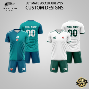 Kişisel Tasarım Özel Futbol Formaları Setleri Isı Transfer Baskılı Nefes Alabilen Unisex %100 Polyester Futbol Takımı Tişörtleri Logosu - Product Image 1