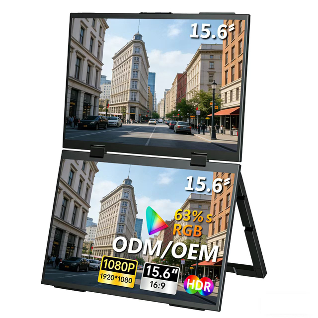 Portable 15.6-Inch FHD LED Gaming Laptop Monitor with IPS Panel Expandable Dual Screen Foldable Stand USB Type-C Interface