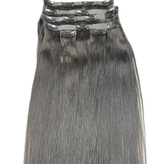 버진 브라질 사람의 머리카락 스트레이트 곱슬 물결 자연 색상 7 개/세트의 신제품 원활한 클립