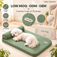 Matelas pour chien rectangulaire en peluche courte vert sauge Yangyangpet avec coussin rebondi