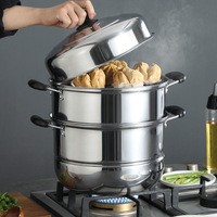 Épaissie Double Trois Couches 304 En Acier Inoxydable Cuisinière Bun Steamers Boulette Farcie Soupe Lait Alimentaire Vapeur Pot Ensemble avec Couvercle