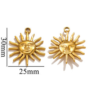 Colgantes de Sol Chapados en Oro de Acero Inoxidable, Estilo Vintage, Joyería Unisex, Regalo, Colgantes para Fabricación de Joyas DIY - Product Image 4