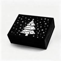 Boîte cadeau de Noël en velours rouge personnalisée, motif sapin de Noël en feuille d'argent, boîte rigide en velours pour emballage cadeau de fêtes