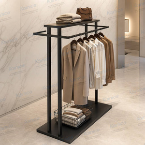 Kainice Appendiabiti Moderno Semplice Industriale in Metallo con Doppia Asta, Espositore per <span class=keywords><strong>Abbigliamento</strong></span> Dorato per Boutique - Product Image 1