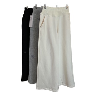 <span class=keywords><strong>Pantaloni</strong></span> Sportivi Casual da Donna <span class=keywords><strong>Bianchi</strong></span> con Gamba Larga, Vita Media e Coulisse, in Maglia con Patchwork, per Autunno - Product Image 5