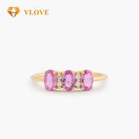14K Gold Ovaler Rosa Saphir und Diamant Halo-Ring Verlobungs-Jubiläumsgeschenk für Frauen