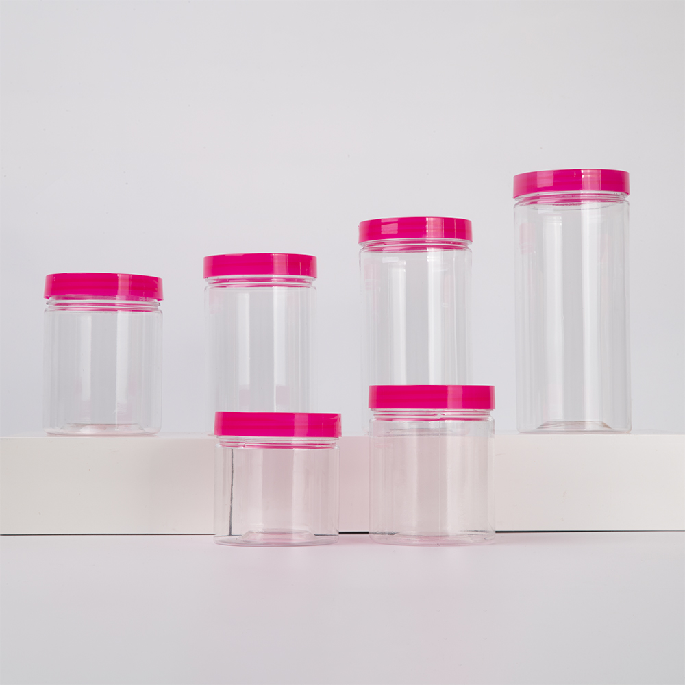 Hot Selling Cosmetic Pet Jar 50g 80g 100g 150g 200g 250g 4oz 8 Oz Clear Body Scrub Plastic Cream Jar With Pink Lid