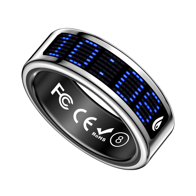 2026 New SR16 Stainless Steel Smart Ring Fitness Tracker with Phone Call Number Screen Display Health Monitoring Smart Ring