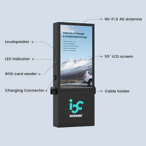 สถานีชาร์จแบบติดตั้งบนพื้นสำหรับเชิงพาณิชย์ 2x7kW 22kW พร้อมหน้าจอโฆษณาความสว่างสูง 55 นิ้ว 1080 IP65 - Product Image 6