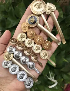 H1004 popüler barok tarzı saç tokası madalyon altın sikke saç Pin klipleri altın Medusa Barrette kore saç aksesuarları