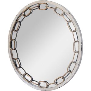 PARISLOFT 23.63" Vintage <b>Metal</b> Round Wall Mirror Decorated with Distressed <b>Metal</b> <b>Chain</b> Link Living Room,Bathroom or Entryway - Product Image 4