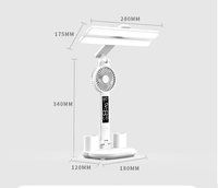 Lampe de bureau rechargeable multifonction avec protection oculaire, ventilateur, horloge LED et veilleuse pour l'étude et la lecture