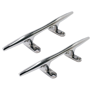 Polished 316SS Low Profile Boat <strong>Cleat</strong> with Base <strong>Plate</strong> - Corrosion Resistant Dock Hardware for Saltwater Use - Product Image 2