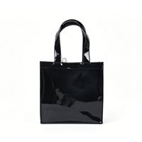 Sac fourre-tout à bandoulière en PU verni brillant personnalisé avec poignées, sac de shopping réutilisable personnalisable pour femmes