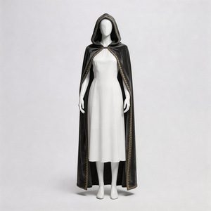 Cape en velours pour Halloween, costume de cosplay de vampire, elfe, reine, cape longue à capuche printemps 2026 - Product Image 2