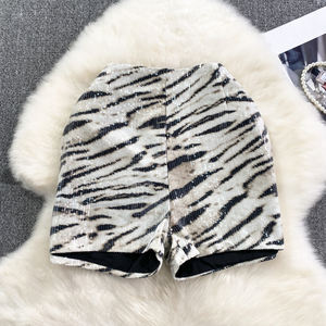 Ladies Sexy Slim Leopard Print Sequined Stretch Elastic Waist Mini Casual Women Shorts - Product Image 2
