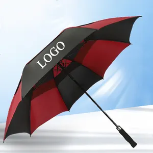 Yubo Guarda-chuva de golfe grande de 60 polegadas Camada dupla de duas cores OEM Promoção de clube de golfe Guarda-chuva de golfe ventilado personalizado