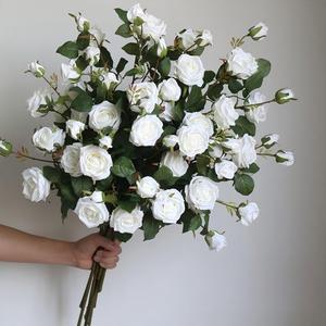 <span class=keywords><strong>Rose</strong></span> artificielle de <span class=keywords><strong>jardin</strong></span> style vintage français, 66 cm, 3 têtes, 3 boutons, effet peinture à l'huile, toucher réel, pour bouquet de mariée, vente en gros - Product Image 6