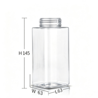 Bouteille carrée transparente en PET de 400 ml avec pompe à mousse, distributeur vide pour nettoyant facial, mousse, noir/gris, avec logo personnalisé