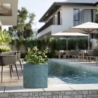 Vente en gros de jardinières en béton légères, modernes, carrées, pour la décoration de la maison et du jardin, tailles 30/40/50 cm, résistance aux UV, personnalisables