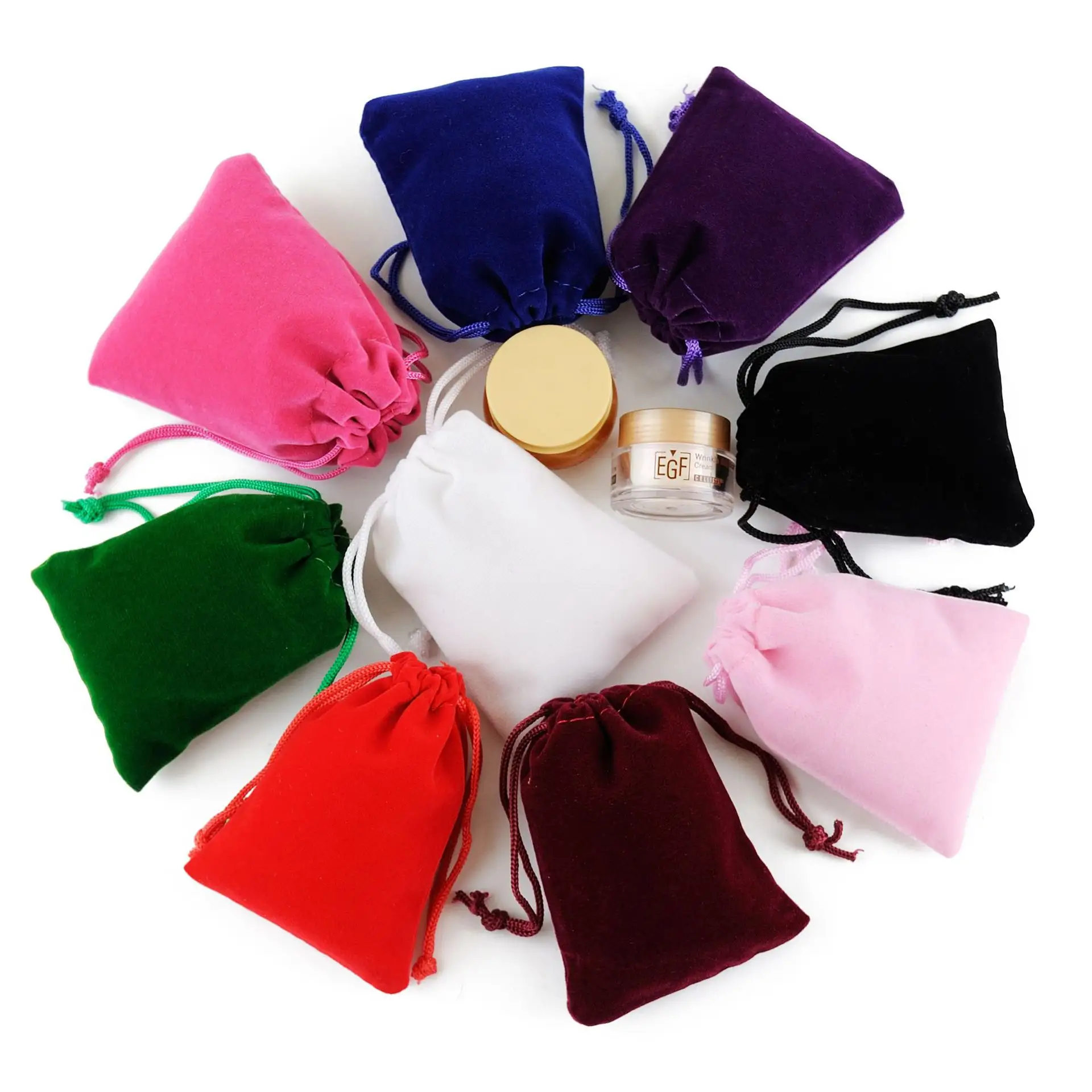 7cmx9cm Small Drawstring Velvet Gift Bags Custom Black Gift Drawstring Jewelry Packaging Velvet Pouch Bags With Logo
