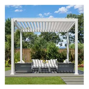 Tapparella elettrica in alluminio feritoia impermeabile Pergola Gazebo pergolati in metallo edifici Gazebo con tetto a feritoia regolabile