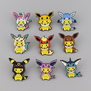 9 badges en métal émaillé peints, style cosplay Pikachu mignon, pour la décoration de sacs à dos et de vêtements - Product Image 2