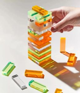 Tour de <span class=keywords><strong>Jenga</strong></span> en acrylique transparent - Jeu de blocs empilables colorés pour la famille et les fêtes - Product Image 1