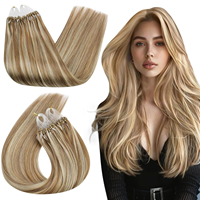 Extensions de cheveux à micro-anneaux, 100% cheveux humains naturels, 12-30 pouces, extensions de cheveux lisses avec mèches pour femmes