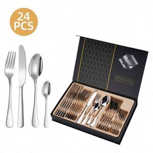 Juego de Cubiertos de Acero Inoxidable Europeo 1010, Moderno y de Lujo, 24 Piezas, Incluye Cuchillo, Tenedor y Cuchara, Ideal para Regalo Empresarial o Fiestas - Product Image 2