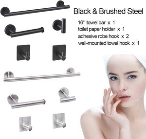 Accessoires en acier inoxydable <span class=keywords><strong>accessoire</strong></span> de salle set ensembles de luxe ensembles de matériel de bain noir salle de bains produits de luxe salle de bains accès - Product Image 3